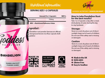 Made in UK Dandelion by Goddess Nutrition